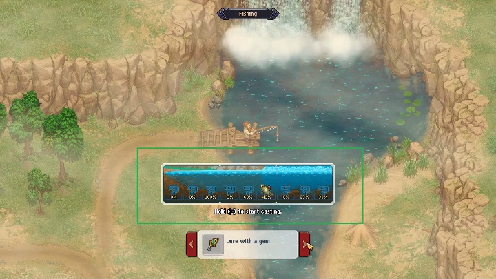 Po zarzuceniu wędki możesz wybrać przynętę - Jak łowić ryby w Graveyard Keeper? - Graveyard Keeper - poradnik do gry