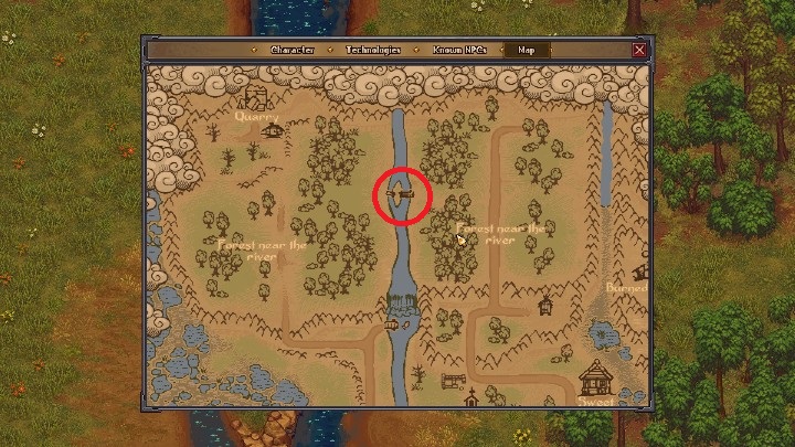 Ostatnim możliwym punktem, w którym możesz łowić ryby jest River - Jak łowić ryby w Graveyard Keeper? - Graveyard Keeper - poradnik do gry