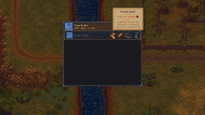 Aby dostać się do złóż żelaza w grze Graveyard Keeper musisz przedostać się na drugą stronę mostu - Jak i gdzie wydobywać żelazo w grze Graveyard Keeper? - Graveyard Keeper - poradnik do gry