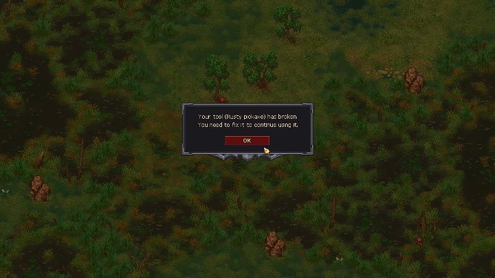 Na samym początku gry w Graveyard Keeper na starcie dostaniesz łopatę, siekierę oraz kilof - Naprawy i ulepszenia sprzęty w grze Graveyard Keeper - Graveyard Keeper - poradnik do gry