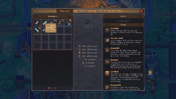 Aby użyć teleportstone musisz wejść w ekwipunek i kliknąć na obiekt - Szybka podróż i teleportacja - teleportstone w Graveyard Keeper - Graveyard Keeper - poradnik do gry