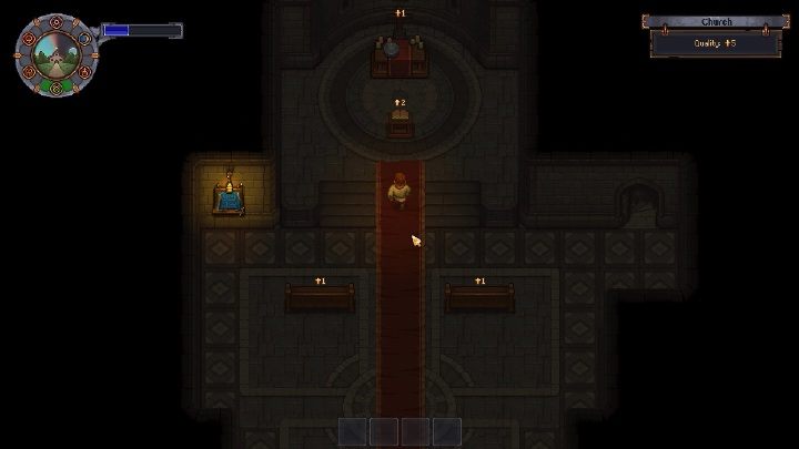 Jeśli naprawisz cmentarz i odblokujesz kościół będziesz mógł odprawiać msze - Jak szybko zdobywać pieniądze w Graveyard Keeper? - Graveyard Keeper - poradnik do gry