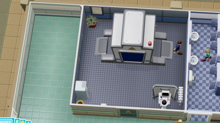 Jest to pomieszczenie diagnostyczne, w którym wykorzystywany jest aparat rentgenowski - Gabinety i pomieszczenia w Two Point Hospital - Two Point Hospital - poradnik do gry