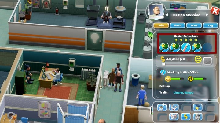 Analogicznie wygląda to w przypadku zatrudniania nowych pracowników - Pracownicy, lekarze, pielęgniarki w Two Point Hospital - Two Point Hospital - poradnik do gry