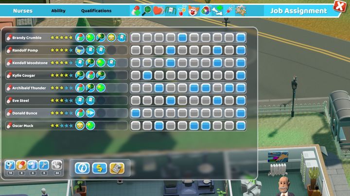 Zmian odnośnie zezwolenia na pracę w danym gabinecie możesz dokonywać w dowolnym momencie gry. - Pracownicy, lekarze, pielęgniarki w Two Point Hospital - Two Point Hospital - poradnik do gry