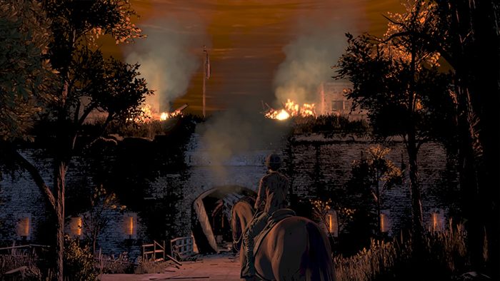 Zaczynacie od wspomnienia młodszej Clem i od razu zaczyna się akcja, schowajcie się za waszego konia i oddajcie strzał w agresora - Solucja Epizodu 4 Take Us Back - Rozdział 3 - The Walking Dead The Final Season - poradnik do gry