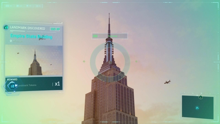 Gdy dotrzesz do kultowego miejsca, naciśnij górną strzałkę na kontrolerze - Marvels Spider-Man: Kultowe miejsca (Landmarks) - opis sekretów - Marvels Spider-Man - poradnik do gry