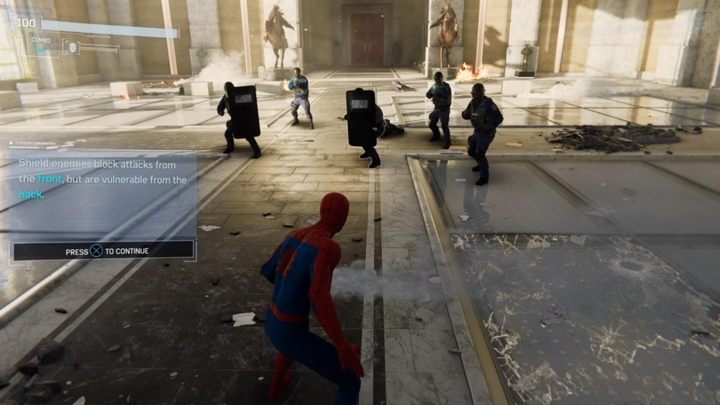 Po walce, zniszczcie drzwi prowadzące do Fiska i przejdźcie dalej - Marvels Spider-Man: Wydarzenie wieczoru (The Main Event) - solucja, opis przejścia - Marvels Spider-Man - poradnik do gry