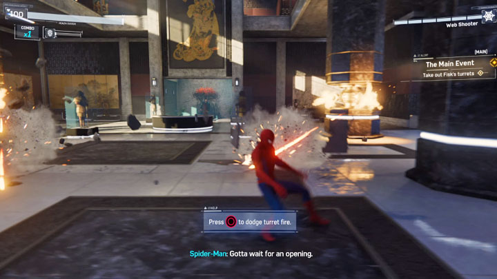Po wszystkim pobiegnijcie do czerwonych drzwi, a w końcu dotrzecie do Wilsona Fiska, bossa mafijnego, który jest winny całemu zamieszaniu - Marvels Spider-Man: Wydarzenie wieczoru (The Main Event) - solucja, opis przejścia - Marvels Spider-Man - poradnik do gry