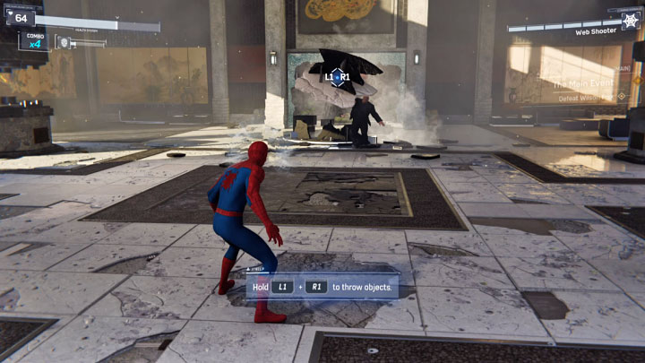 Choć Fisk nie ma żadnej super mocy, to jego zwykła siła robi prawdziwe wrażenie - Marvels Spider-Man: Wydarzenie wieczoru (The Main Event) - solucja, opis przejścia - Marvels Spider-Man - poradnik do gry