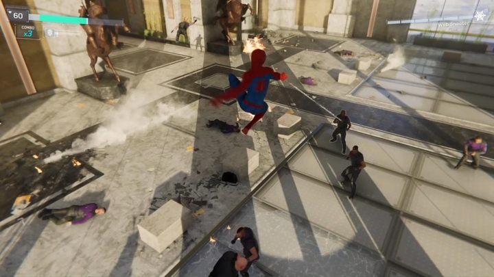 Powtarzajcie powyższy schemat do momentu załączenia się nowej cut-scenki - Marvels Spider-Man: Wydarzenie wieczoru (The Main Event) - solucja, opis przejścia - Marvels Spider-Man - poradnik do gry