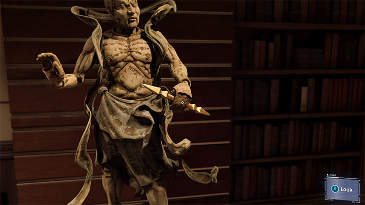 Umieśćcie zabrany obiekt w lewej dłoni figury (powyższy obrazek) - Marvels Spider-Man: Nie dotykać eksponatów (Dont Touch the Art) - solucja, opis przejścia - Marvels Spider-Man - poradnik do gry