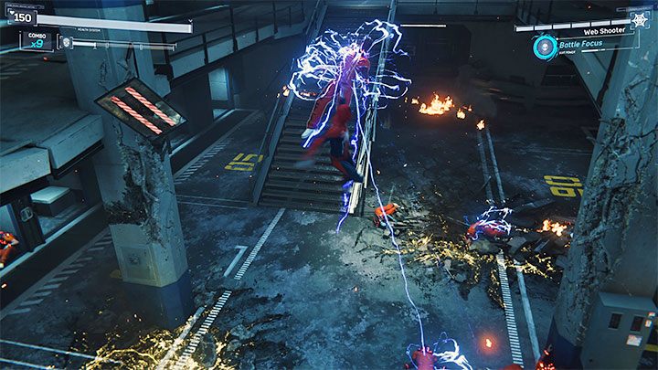 Czeka Was tutaj bitwa z kolejną falą więźniów - Marvels Spider-Man: Z deszczu... (Out of the Frying Pan...) - solucja, opis przejścia - Marvels Spider-Man - poradnik do gry