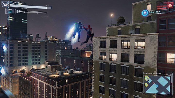Podczas walk na dachach oprócz skazańców z RPG po raz pierwszy spotkacie najemników Sable z jet-packami - Marvels Spider-Man: Pod rynnę (Into the Fire) - solucja, opis przejścia - Marvels Spider-Man - poradnik do gry