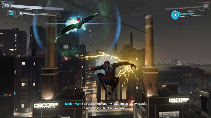 W głównej części bitwy Vulture i Electro połączą siły i rozpocznie się starcie dwóch na jednego - Marvels Spider-Man: Podążanie za śladem (Picking up the Trail) - solucja, opis przejścia - Marvels Spider-Man - poradnik do gry