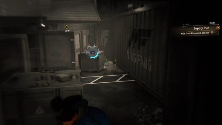 Pobiegnijcie do kontenera oznaczonego żółtym znacznikiem, wykorzystując to, że Rhino jest zajęty czymś innym - Marvels Spider-Man: Dostawa zapasów (Supply Run) - solucja, opis przejścia - Marvels Spider-Man - poradnik do gry