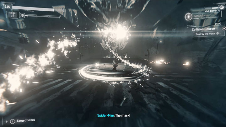 Tym razem Mister Negative przywoła wielką maskę i postawi na ataki z dystansu - Marvels Spider-Man: Mister Negative - boss, jak pokonać? - Marvels Spider-Man - poradnik do gry