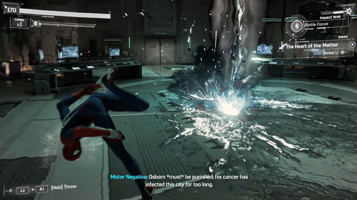 Boss korzysta z miecza - Li może używać tej broni do wyprowadzania ataków w zwarciu, a także generować fale uderzeniowe - Marvels Spider-Man: Mister Negative - boss, jak pokonać? - Marvels Spider-Man - poradnik do gry