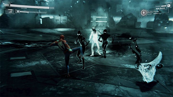 Zacznijcie od rozprawienia się z nowymi widmami (zwykłymi przeciwnikami) - pomagajcie sobie atakami obszarowymi (elektrosieć, bomba itp - Marvels Spider-Man: Mister Negative - boss, jak pokonać? - Marvels Spider-Man - poradnik do gry