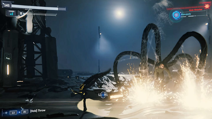 Innym niebezpiecznym rodzajem ataków Octaviusa są skoki połączone z silnym uderzeniem w ziemię - Marvels Spider-Man: Finałowy boss Doktor Octavius - jak pokonać? - Marvels Spider-Man - poradnik do gry