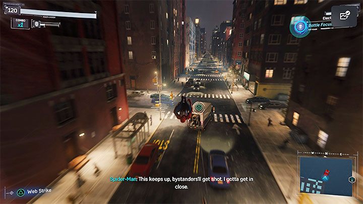 Musicie zbliżyć się do furgonetki i wylądować na jej dachu (Trójkąt na padzie) - Marvels Spider-Man: Zawiła sprawa (Wheels within Wheels) - solucja, opis przejścia - Marvels Spider-Man - poradnik do gry