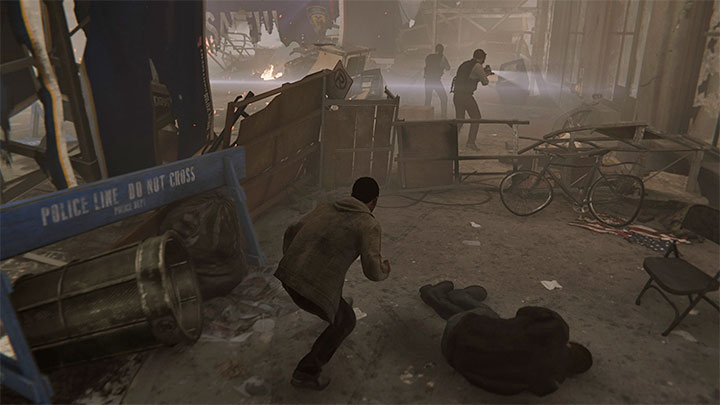 Musicie unikać wykrycia przez Demony obecne w miejscu ataku, bo jeśli zostaniecie zauważeni Miles zostanie zastrzelony i zginie - Marvels Spider-Man: Nagrodę otrzymuje... (And the Award Goes to...) - solucja, opis przejścia - Marvels Spider-Man - poradnik do gry