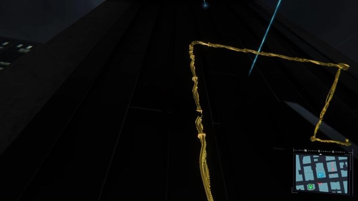 Rozpocznijcie u podstawy wieżowca Oscorp w miejscu oznaczonym żółtym znacznikiem i wykonajcie pierwszą synchronizację (R3 na padzie) - Marvels Spider-Man: Spider-Haker (Spider-Hack) - solucja, opis przejścia - Marvels Spider-Man - poradnik do gry