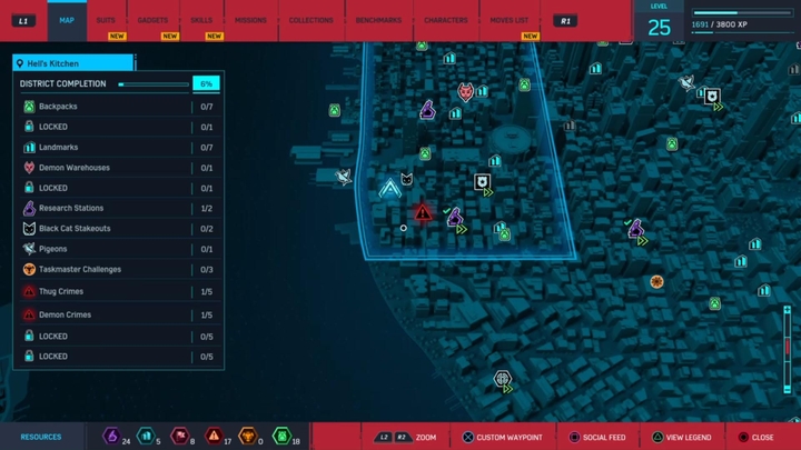 W grze jest bardzo dużo aktywności pobocznych - w przerwie od wątku głównego możesz wykonywać misje dodatkowe (oznaczone niebieskim markerem), zbierać plecaki Petera, robić rajdy na kryjówki wrogów, łapać gołębie i wiele innych - Marvels Spider-Man: Porady na start - lista - Marvels Spider-Man - poradnik do gry