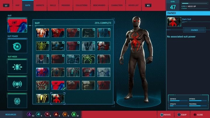 Koszt stworzenia: Kostium zostanie stworzony po odnalezieniu wszystkich kotów Black Cat i po ukończeniu misji Kocia Kołyska - Marvels Spider-Man: Wszystkie kostiumy bohatera - lista - Marvels Spider-Man - poradnik do gry