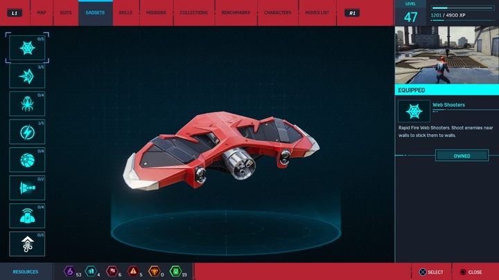 Opis gadżetu: Szybkostrzelne wyrzutnie sieci - Marvels Spider-Man: Gadżety - lista, zastosowania - Marvels Spider-Man - poradnik do gry