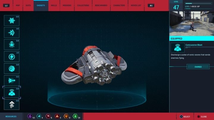 Opis gadżetu: Wytwarza fale dźwiękowe, które odrzucają przeciwników - Marvels Spider-Man: Gadżety - lista, zastosowania - Marvels Spider-Man - poradnik do gry