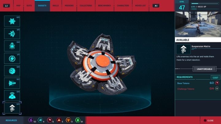 Opis gadżetu: Unosi przeciwników w powietrze i utrzymuje ich tam przez krótki czas - Marvels Spider-Man: Gadżety - lista, zastosowania - Marvels Spider-Man - poradnik do gry