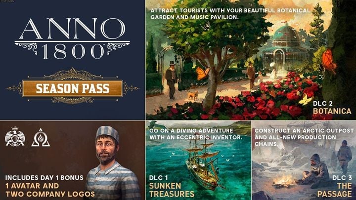 Firma Ubisoft zapowiedziała następujące dodatki: Zatopiony skarb (Sunken Treasures), Botanica i Przeprawa (The Passage) - Anno 1800 - poradnik do gry