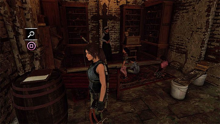 Oficjalny dokument (4) leży na beczce w słabo oświetlonym pomieszczeniu z zakonnicą i dziećmi - Dokumenty | Sekrety w Shadow of the Tomb Raider - Shadow of the Tomb Raider - poradnik do gry