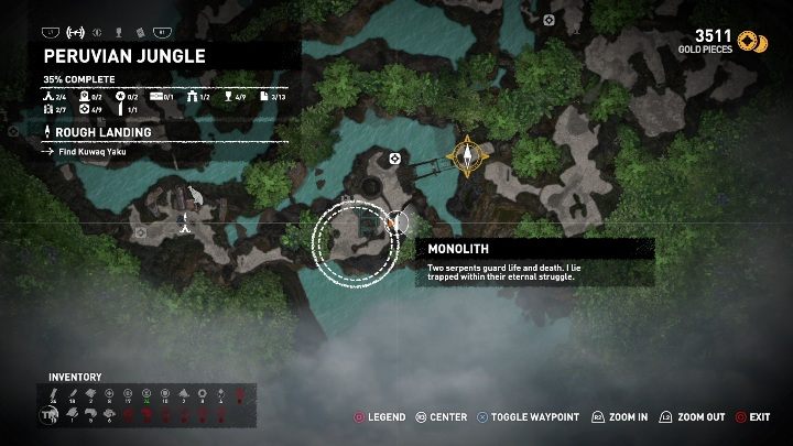Monolit znajdujący się w Peruvian Jungle da ci następujacą podpowiedz - Two serpents guard life and death - Dialekt Quechua - monolity w Shadow of the Tomb Raider - Shadow of the Tomb Raider - poradnik do gry