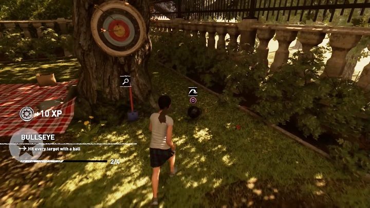 Wyzwanie Bullseye polega na rzuceniu kulą w cztery różne tarcze na placu zabaw - Wyzwania w Posiadłości Croftów | Sekrety w Shadow of the Tomb Raider - Shadow of the Tomb Raider - poradnik do gry