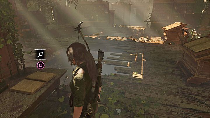 Skieruj się na piętro biblioteki - Jak rozwiązać zagadkę z drogą krzyżową pod biblioteką w San Juan? | Tomb Raider - Shadow of the Tomb Raider - poradnik do gry
