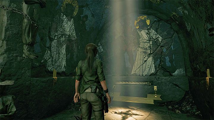 Podejdź do fresku i pociągnij za dużą dźwignię - Jak rozwiązać zagadkę z drogą krzyżową pod biblioteką w San Juan? | Tomb Raider - Shadow of the Tomb Raider - poradnik do gry