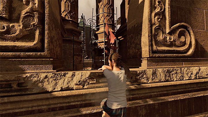 Kontynuuj liniową wspinaczkę aż znajdziesz się na gzymsie - Wdrapanie się na szczyt zamku - Solucja Shadow of the Tomb Raider - Shadow of the Tomb Raider - poradnik do gry