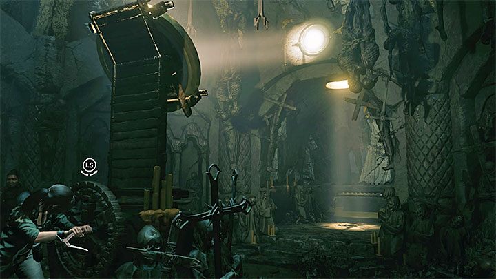 Podejdź do urządzenia z pokrętłem - Via Crucis - Zbadanie tajnej krypty i odnalezienie srebrnego pudełka - Solucja - Shadow of the Tomb Raider - poradnik do gry