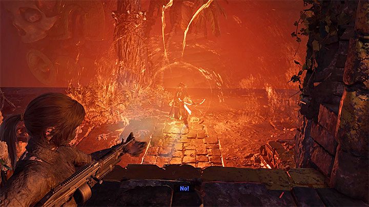 W trakcie pojedynku z Dominguezem staraj się dużo przemieszczać i unikać jego ataków dystansowych (z użyciem łuku) oraz ataków w walce wręcz - Miasto Węża - Przeprawa przez miasto i pokonanie finałowego bossa - Solucja - Shadow of the Tomb Raider - poradnik do gry