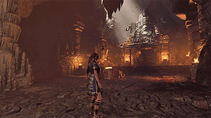 Do zagadki przystępuje się niedługo po wkroczeniu do lokacji Głowa Węża, a konkretnie po zjechaniu na linie i dotarciu do większej sali z dużą barykadą - pokazuje ją dołączony obrazek - Jak zaliczyć Próbę Węża w Shadow of the Tomb Raider? - Shadow of the Tomb Raider - poradnik do gry