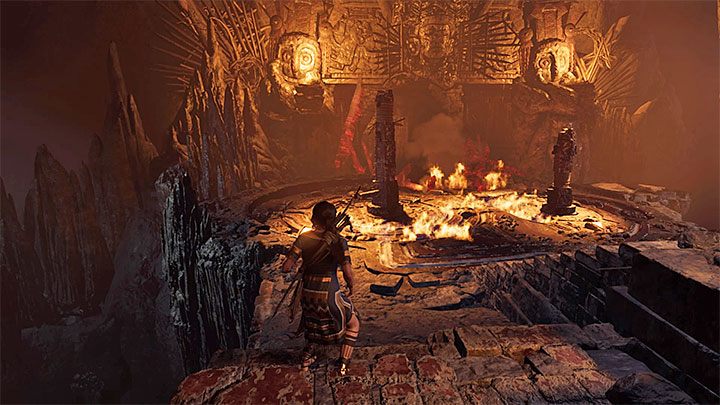 Ostatni krok jest już bardzo oczywisty - wejdź w interakcję z mechanizmem z obrazka 1 co doprowadzi do podpalenia substancji - Jak zaliczyć Próbę Węża w Shadow of the Tomb Raider? - Shadow of the Tomb Raider - poradnik do gry