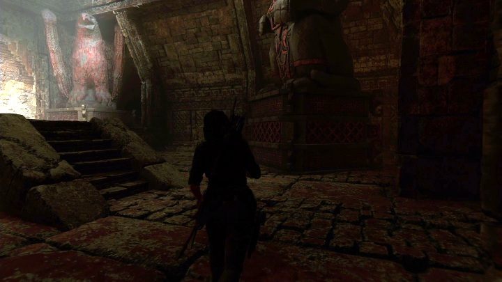 W pomieszczeniu z monolitem znajdują się trzy wielkie, kamienne posągi - Dialekt Mam- monolity w Shadow of the Tomb Raider - Shadow of the Tomb Raider - poradnik do gry