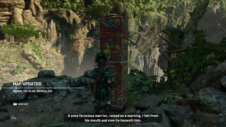 Monolit znajdujący się w The Hidden City da ci następujacą podpowiedz - A once ferocious warrior, raised as a warning - Dialekt Yucatec - monolity w Shadow of the Tomb Raider - Shadow of the Tomb Raider - poradnik do gry