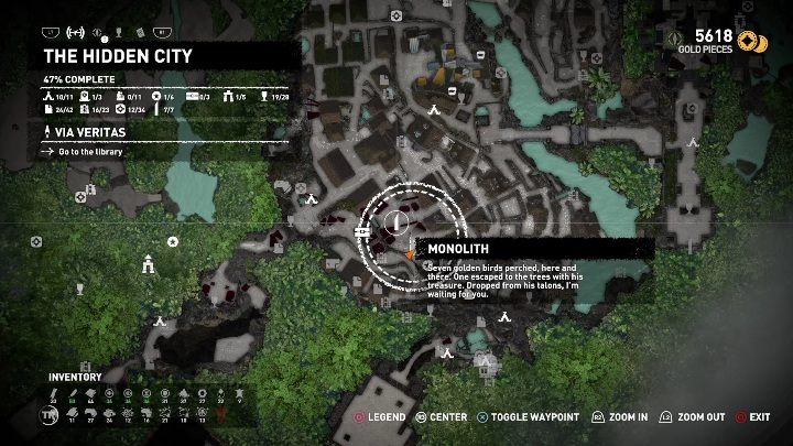 Lara odczyta podpowiedz - Seven golden birds perched, here and there - Dialekt Yucatec - monolity w Shadow of the Tomb Raider - Shadow of the Tomb Raider - poradnik do gry