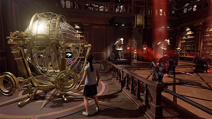 Biała Królowa pojawi się za drabinką pomiędzy dwoma czerwonymi punktami (obrazek 1), ale nie możesz od razu do niej dotrzeć - Jak rozwiązać zagadkę z Białą Królową w posiadłości Croftów? | Tomb Raider - Shadow of the Tomb Raider - poradnik do gry