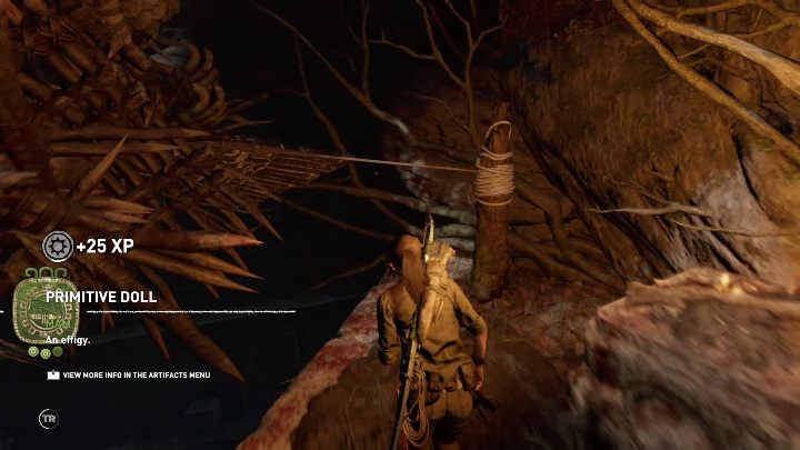 Podążając dalej ścieżką trafisz na zablokowaną platformę, aby ją odblokować musisz rozciąć linę - Grobowce wyzwań w Misja San Juan w Shadow of the Tomb Raider - Shadow of the Tomb Raider - poradnik do gry