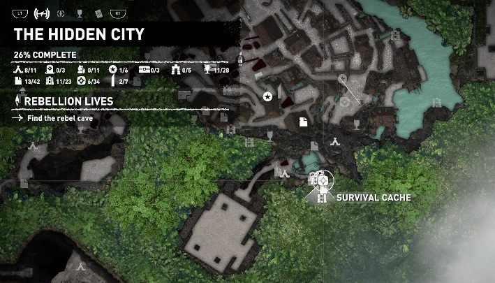 Świątynia o nazwie Temple of the Sun znajduje się koło obozowiska Village Caves - Grobowce wyzwań w Ukryte Miasto w Shadow of the Tomb Raider - Shadow of the Tomb Raider - poradnik do gry