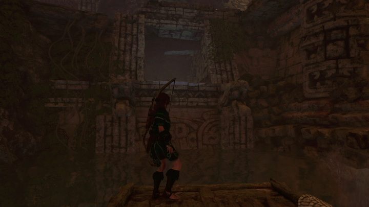 Gdy zbiornik napełni się wodą wskocz do środka, stań na tratwie i skocz z niej w otwarte przejście - Grobowce wyzwań w Ukryte Miasto w Shadow of the Tomb Raider - Shadow of the Tomb Raider - poradnik do gry